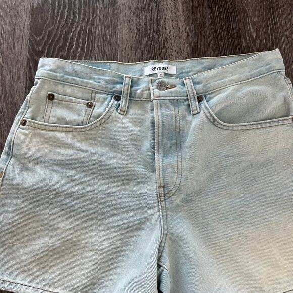 RE/DONE Mid Rise Boy Short Denim Cutoff Shorts Ranch Water Faded Wash Sz 26 EUC - Picture 14 of 16